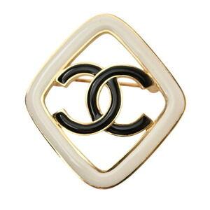 CHANEL Black Diamond Logo Brooch